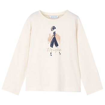 Girls Ivory Long Sleeve Top