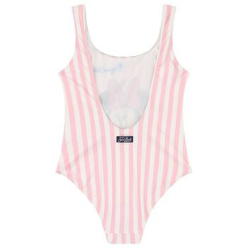 Girls Pink & White Striped Minnie Mouse Disney Swimsuit