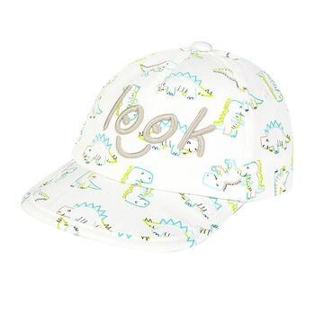 Younger Boys White Dinosaur Cap