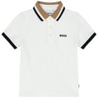 Younger Boys White Logo Polo Shirt, 1, hi-res