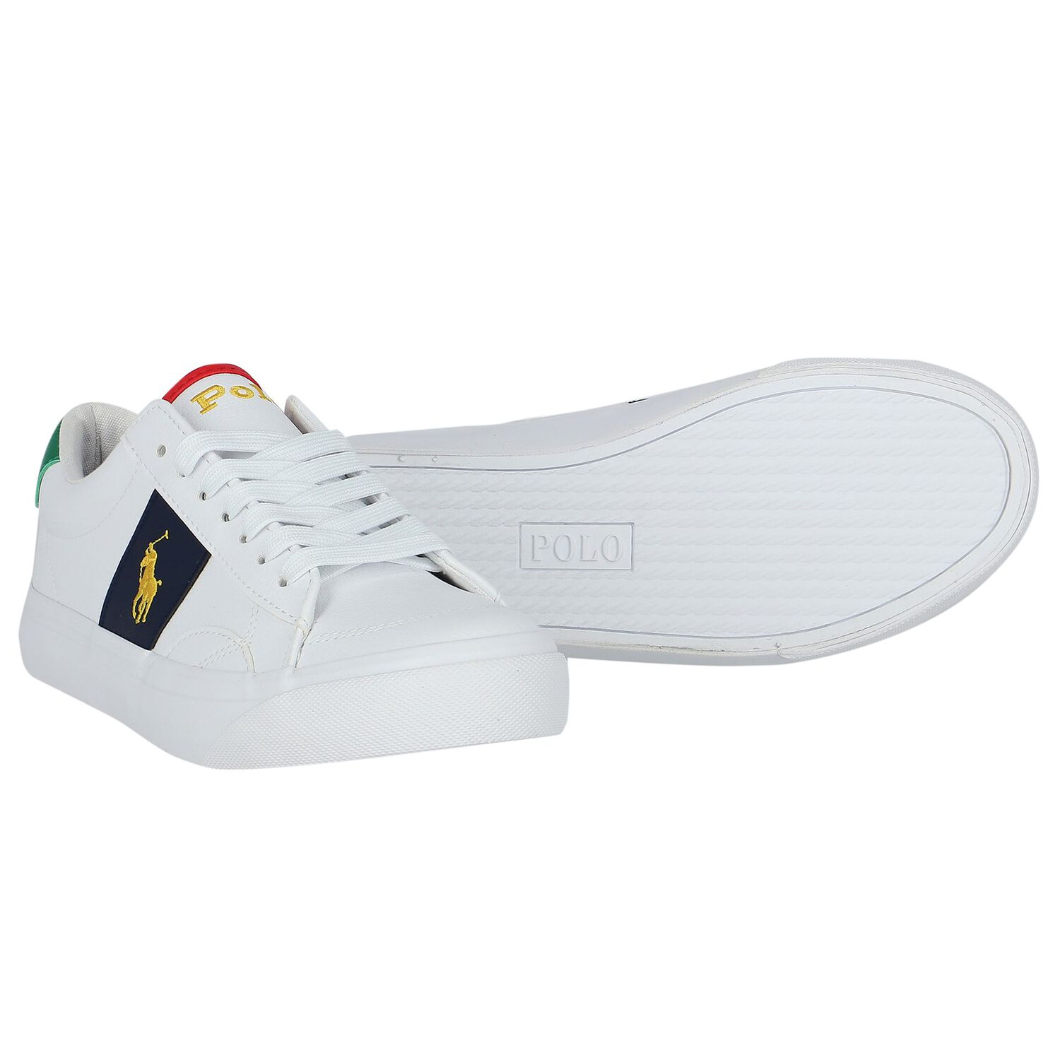 Boys White & Navy Blue Logo Trainers, 1, hi-res image number null