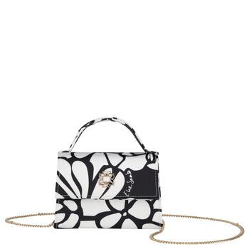 Girls White & Black Floral Handbag