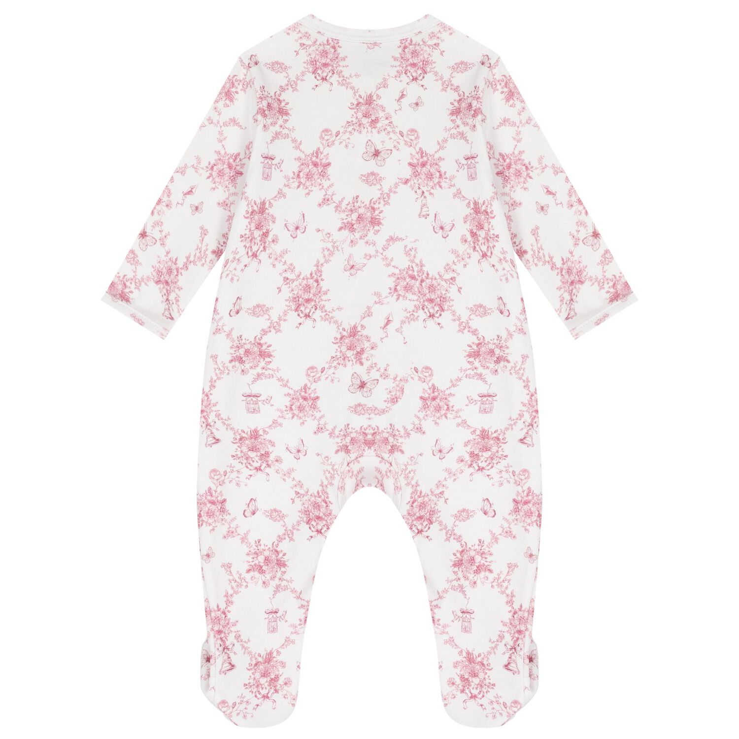 Baby Girls White & Pink Floral & Butterflies Babygrow Set, 1, hi-res image number null