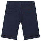 Boys Navy Blue Logo Chino Shorts, 1, hi-res