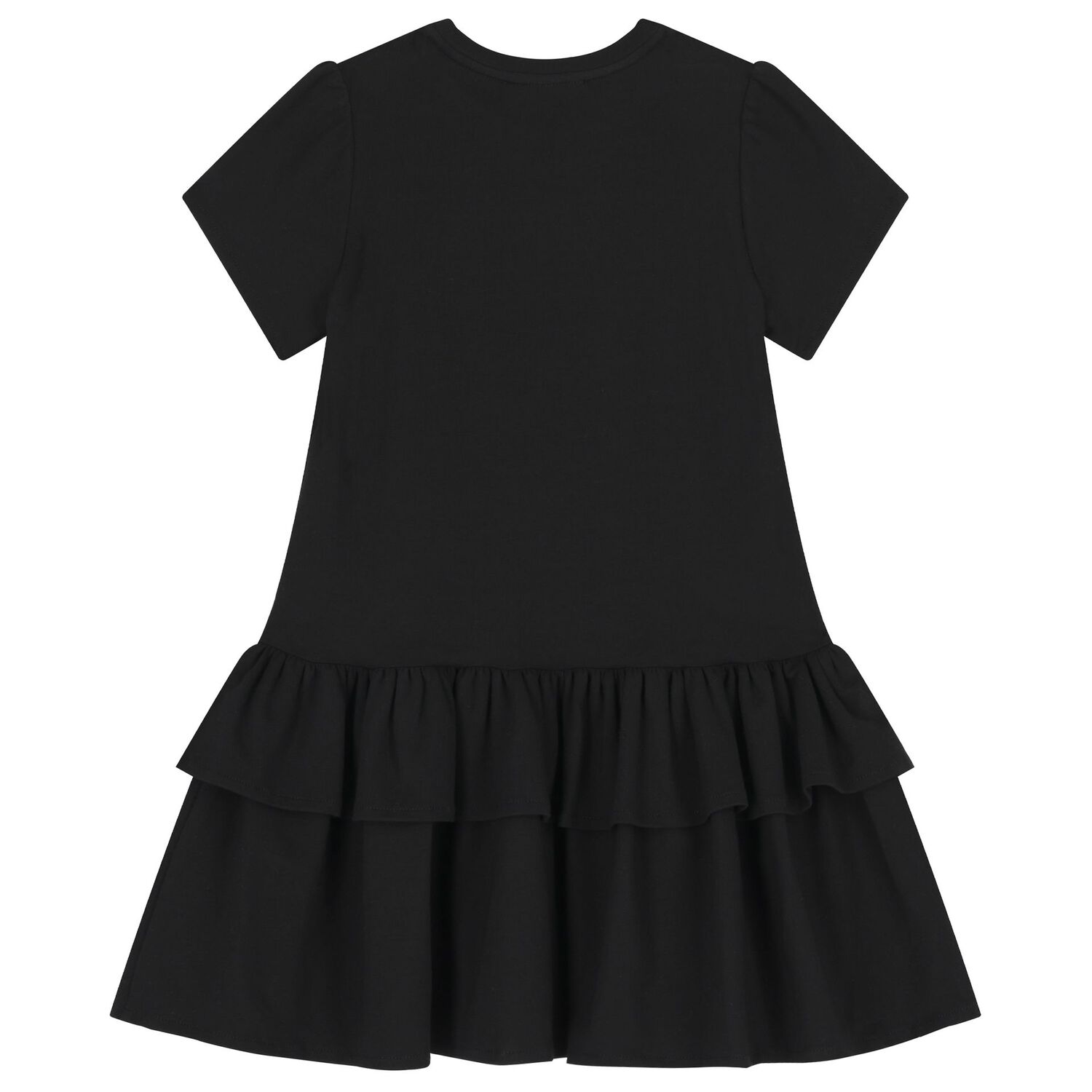 Girls Black & Beige Bow Logo Dress, 1, hi-res