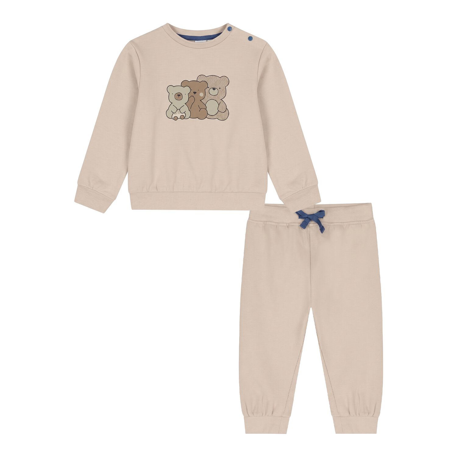 Baby Boys Beige Teddy Bear Tracksuit, 1, hi-res