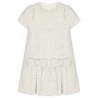 Girls Ivory Embellished Tweed Dress, 1, hi-res