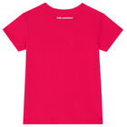 تيشيرت بطبعة باللون الزهري للبنات, 1, hi-res