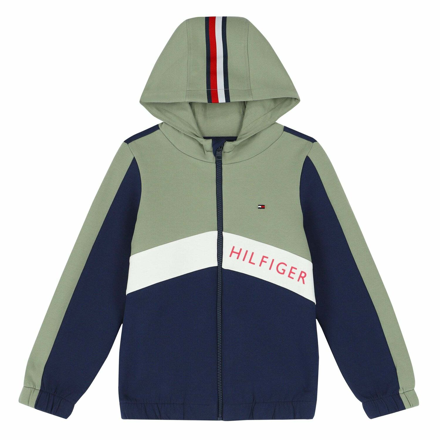 Boys Green & Navy Logo Zip Up Top, 1, hi-res image number null