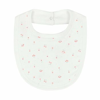 Baby Girls White & Pink Cherry Bib 