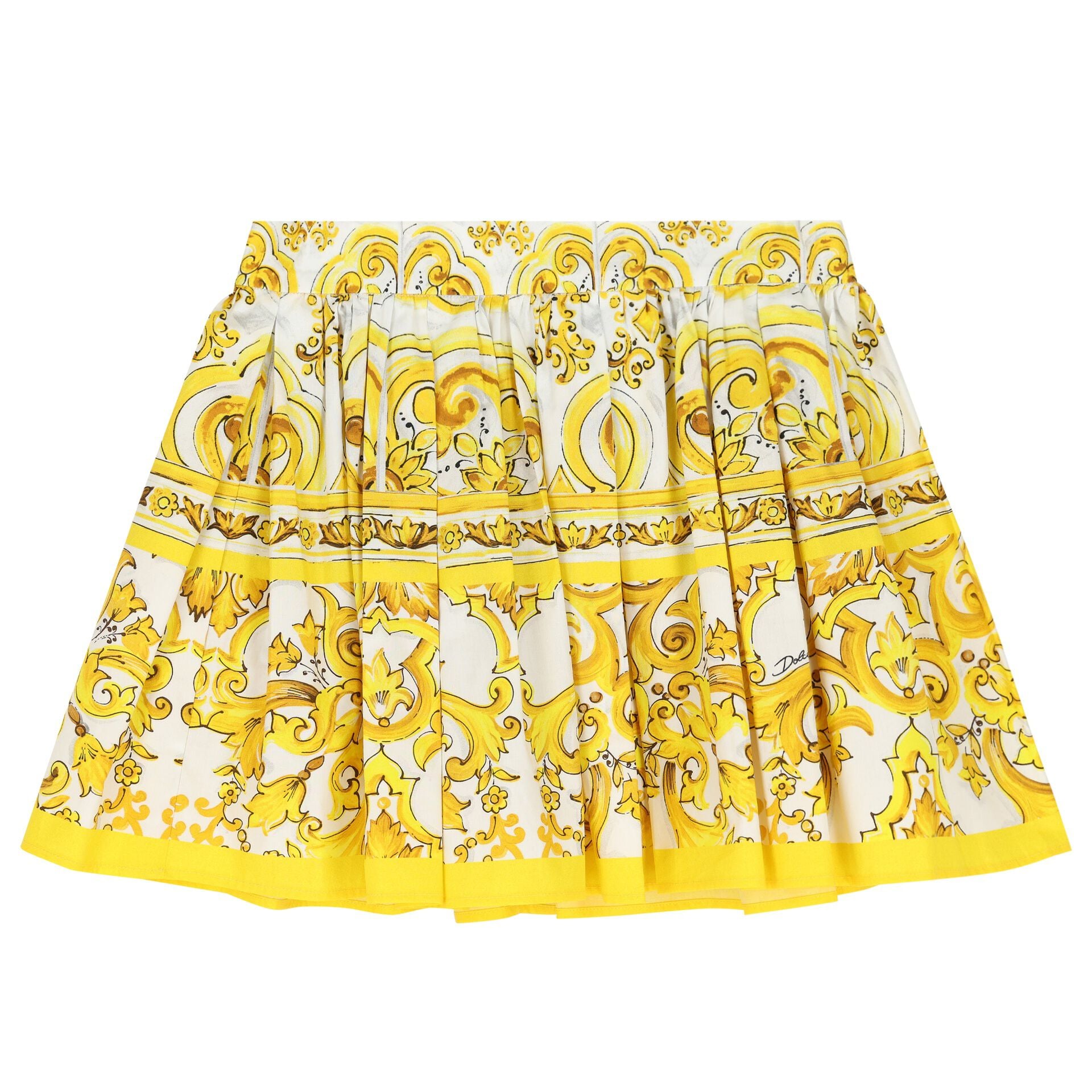 Dolce & Gabbana Girls White & Yellow Majolica Skirt | Junior