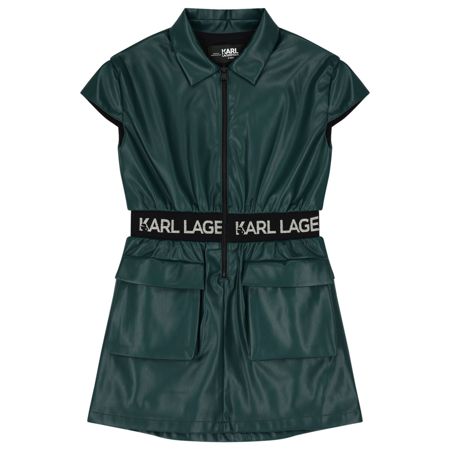 KARL LAGERFELD Girls Green Logo Dress | Junior Couture USA