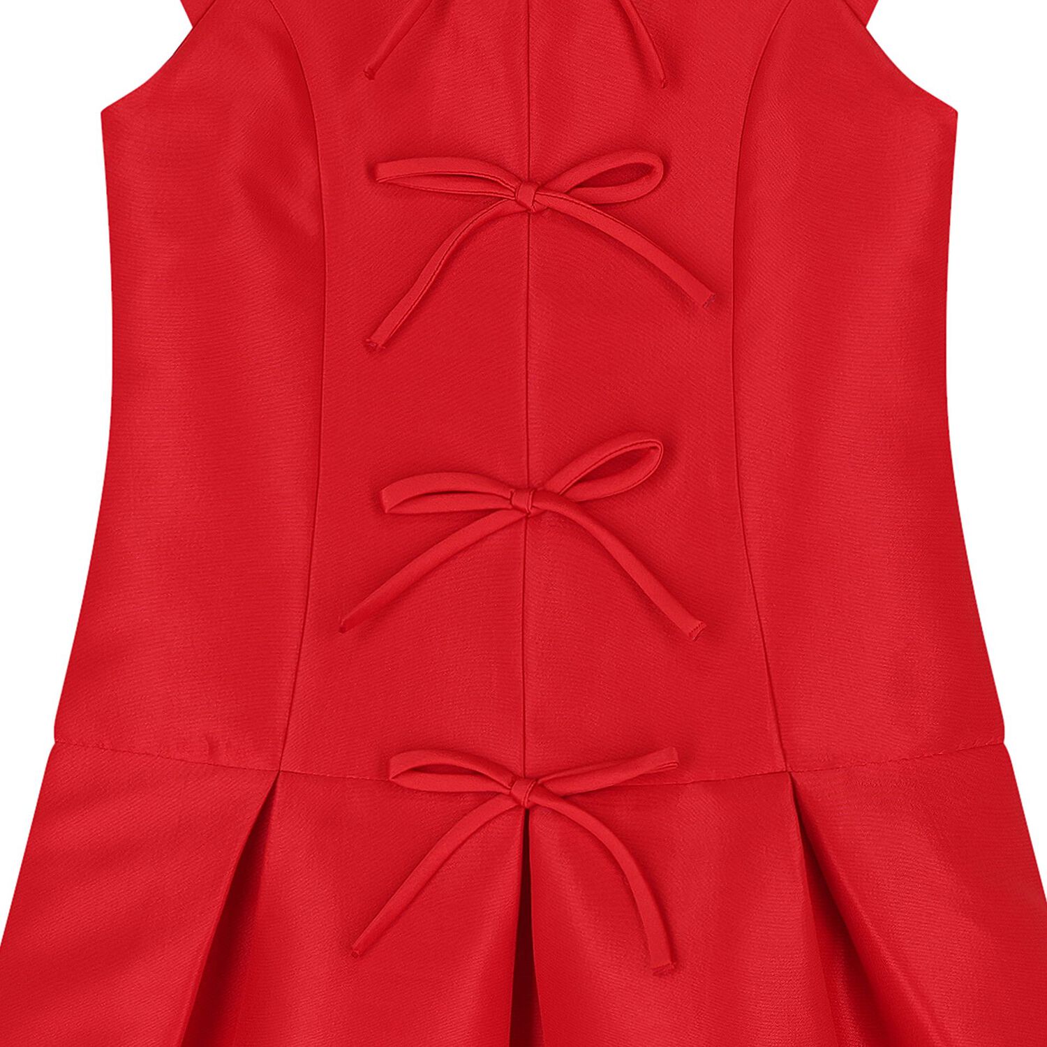 Girls Red Bow Pleated Dress, 1, hi-res