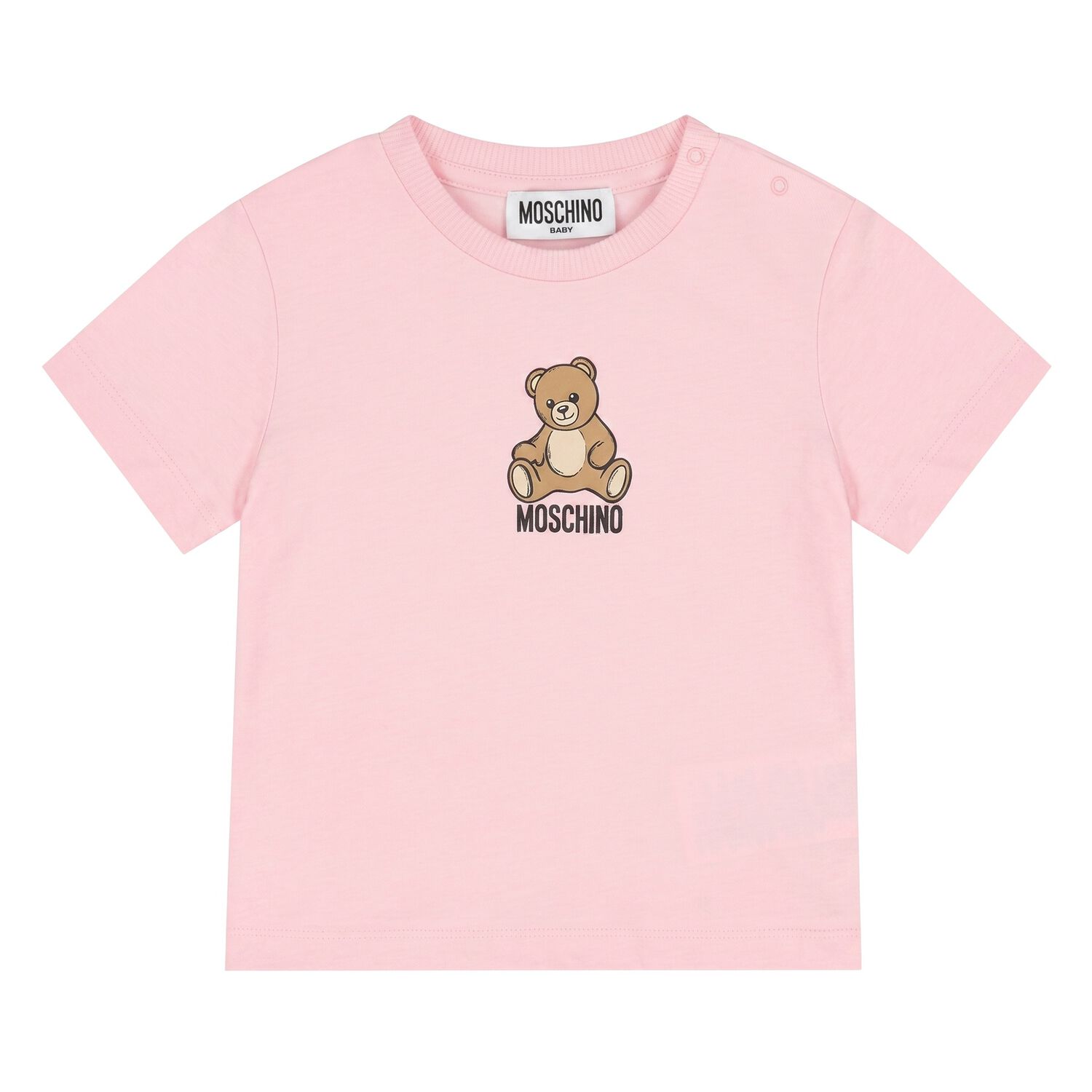 Younger Girls Pink Teddy Bear Logo T-Shirt, 4, hi-res