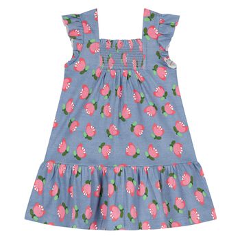 Younger Girls Purple Flower Print Dress