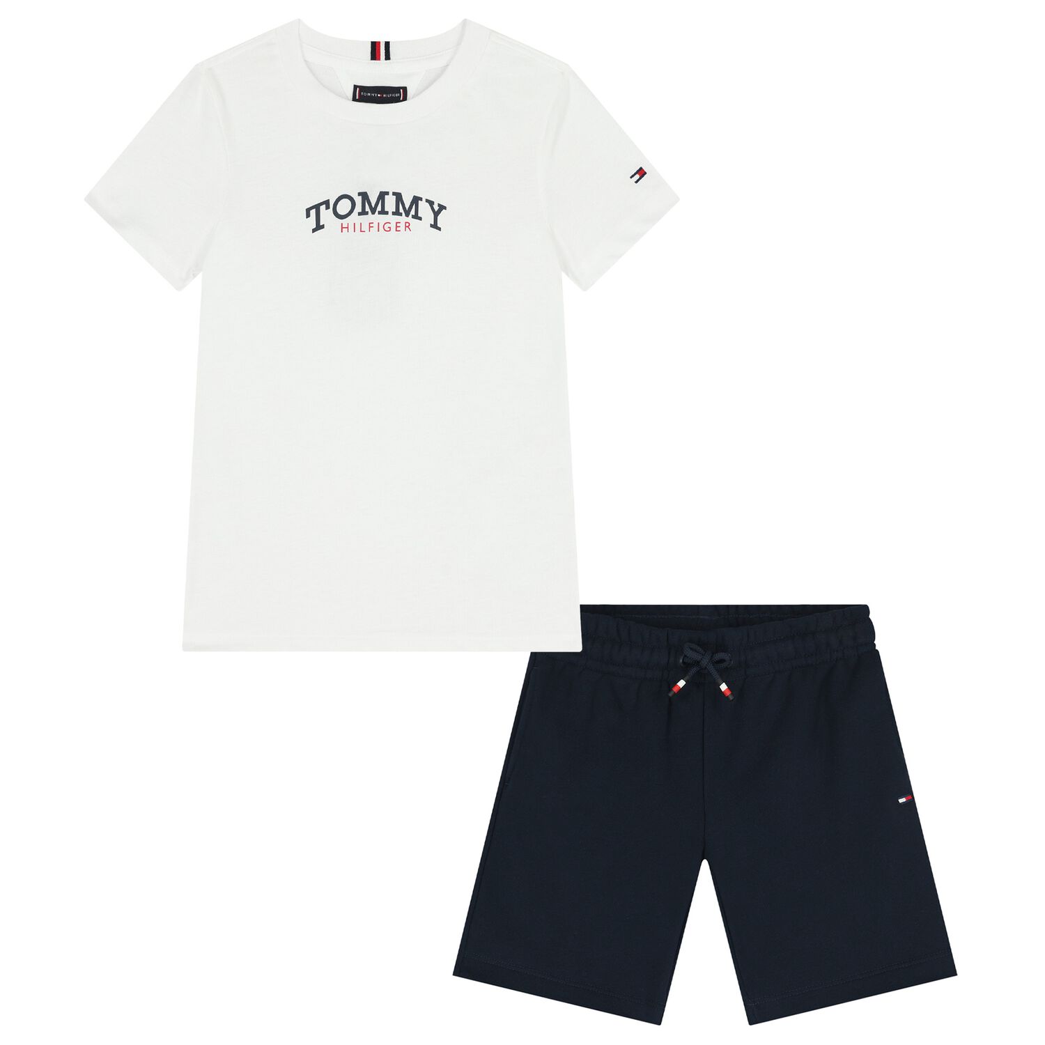 Boys White & Navy Blue Shorts Set, 2, hi-res