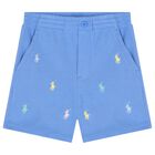 طقم أولاد شورت بالشعار باللون الزهري والأزرق, 1, hi-res