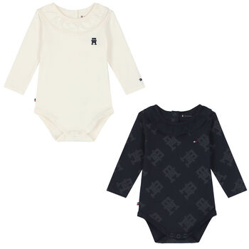 Navy & Ivory Logo Bodysuit (2-Pack)