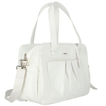 Ivory Faux Leather Baby Changing Bag