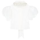 Girls White Pearls Tulle Skirt Set, 1, hi-res