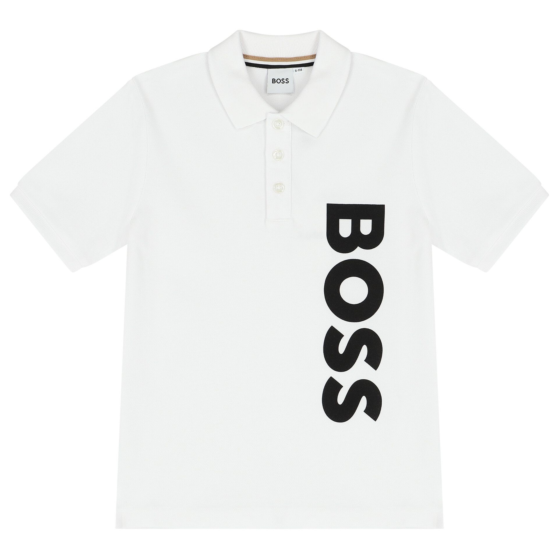 BOSS Boys White Logo Polo Shirt Junior Couture