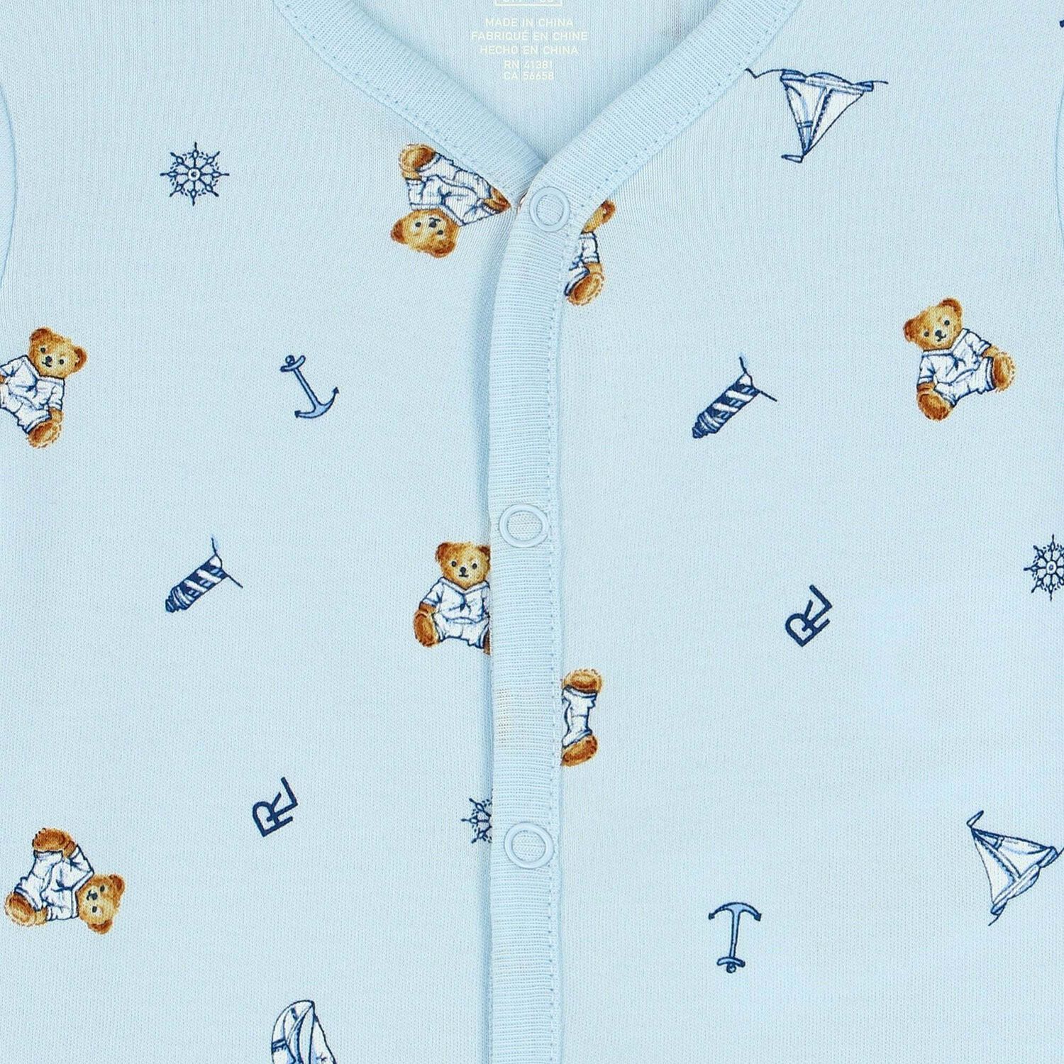 Baby Boys Blue Romper, 1, hi-res