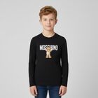 Black Teddy Bear Logo Long Sleeve Top, 3, hi-res