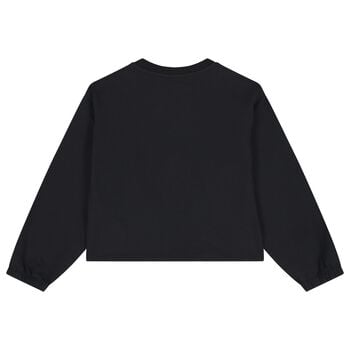 Girls Black Teddy Bear Logo Sweatshirt