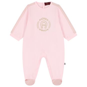 Baby Girls Pink Logo Babygrow