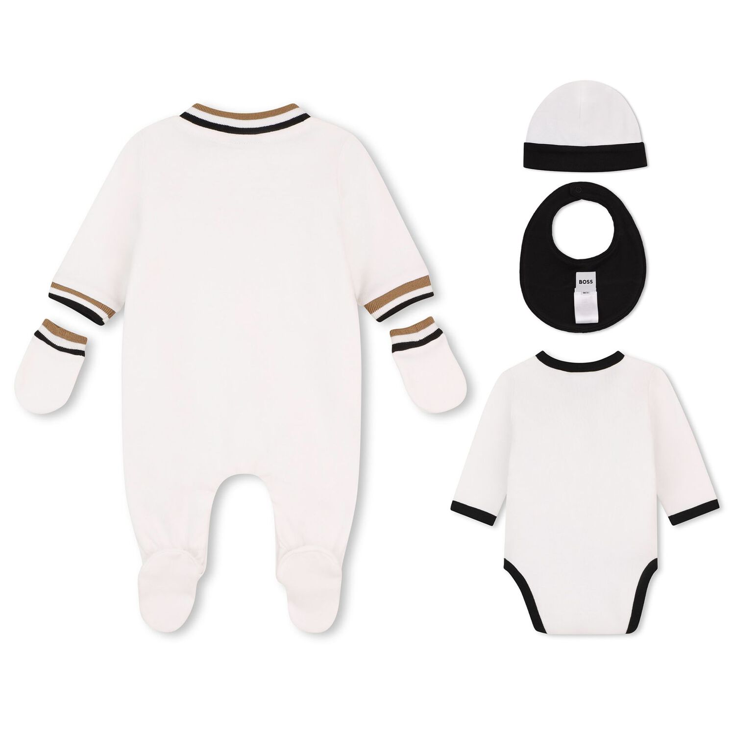 Baby Boys White Logo 5 Piece Gift Set, 1, hi-res