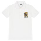 Boys White Teddy Bear Polo Shirt, 2, hi-res