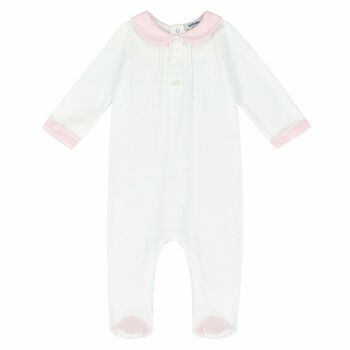 Baby Girls White & Pink Babygrow