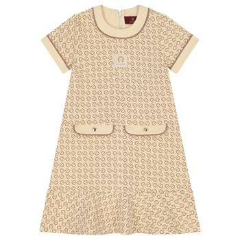 Girls Beige Logo Dress