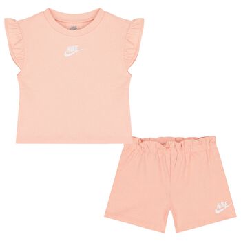 Girls Pink Logo Shorts Set