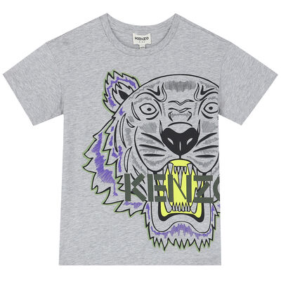 Boys Grey Tiger Logo T-Shirt
