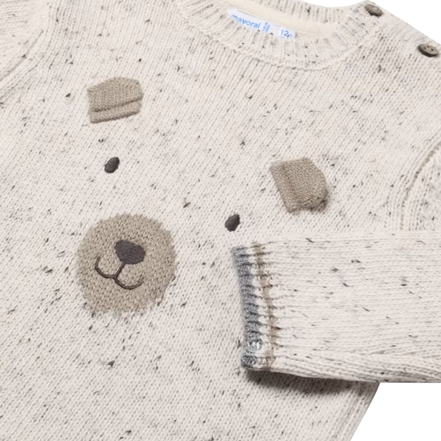 Younger Boys Ivory Bear Knitted Sweater, 1, hi-res image number null