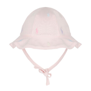 Ralph Lauren Baby Girls Pink Logo Hat, 1 Baby Girls Pink Logo Hat