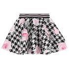 Girls Ivory & Black Embellished Houndstooth Skirt Set, 1, hi-res
