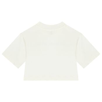 Girls White & Gold Logo T-Shirt