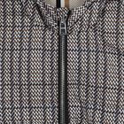 Younger Boys Black, Beige & White Checked Hooded Zip Up Top, 1, hi-res
