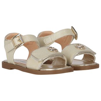 Girls Gold Logo Sandals