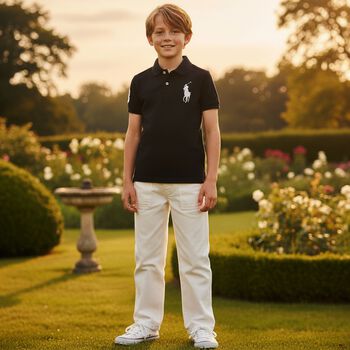 Boys White Logo Jeans