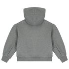 Girls Grey Logo Hooded Top, 1, hi-res