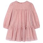Girls Pink Heart Tulle Dress, 3, hi-res