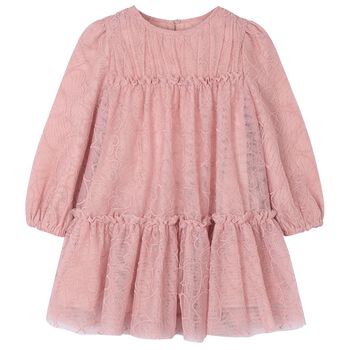 Girls Pink Heart Tulle Dress