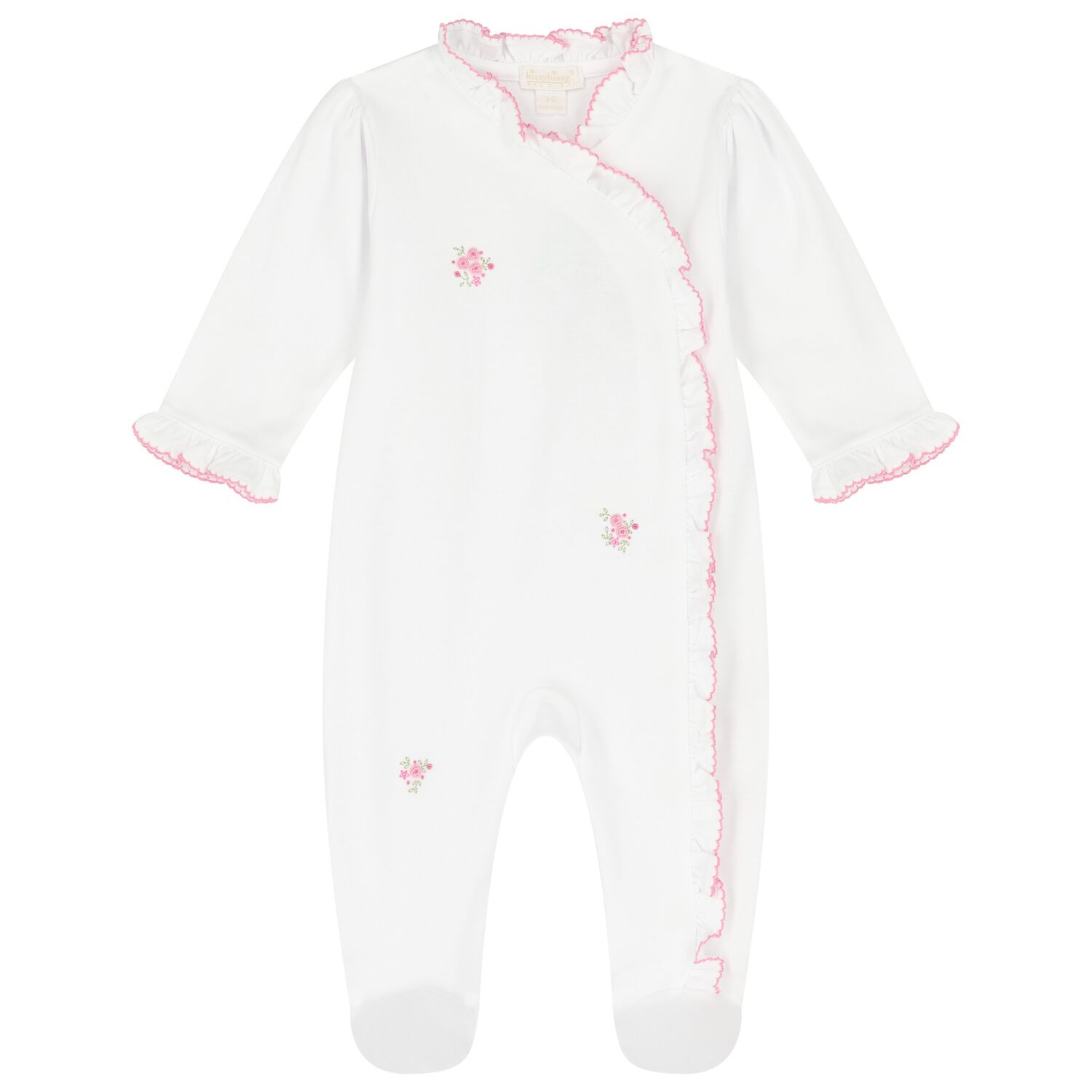 Baby Girls White & Pink Roses Babygrow, 1, hi-res image number null