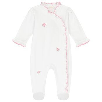 Baby Girls White & Pink Roses Babygrow