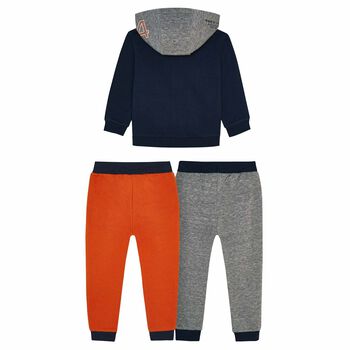Boys Navy, Orange & Grey 3-Piece Tracksuit