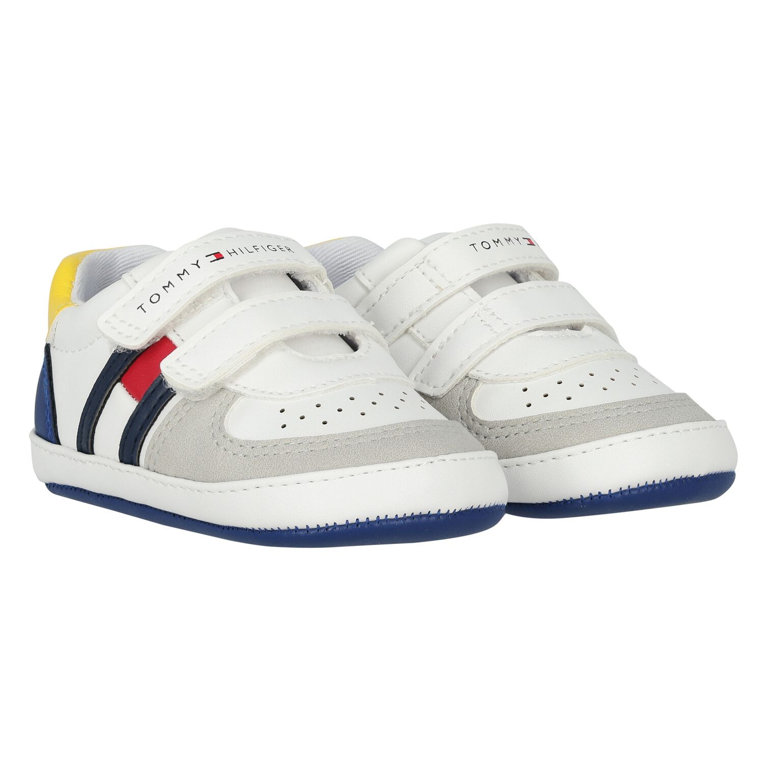 Baby Boys White Leather Pre Walker Shoes, 1, hi-res