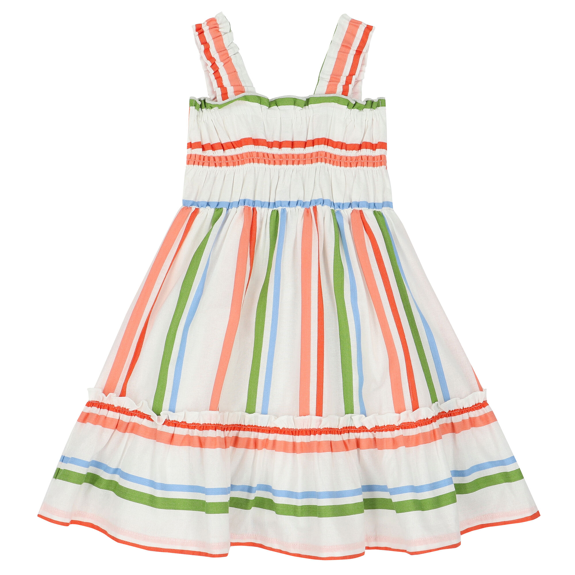 Mayoral Girls White Striped Ruffled Dress Junior Couture Bahrain